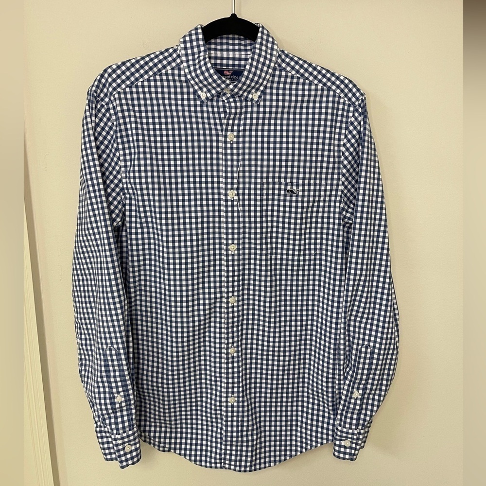Vineyard Vines: Men's Blue/White Check, Classic Fit Tucker Button Down, Size S